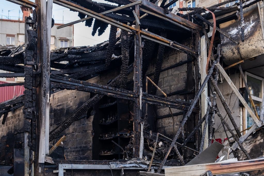 image of fire damage done to a building that is now completely destroyed