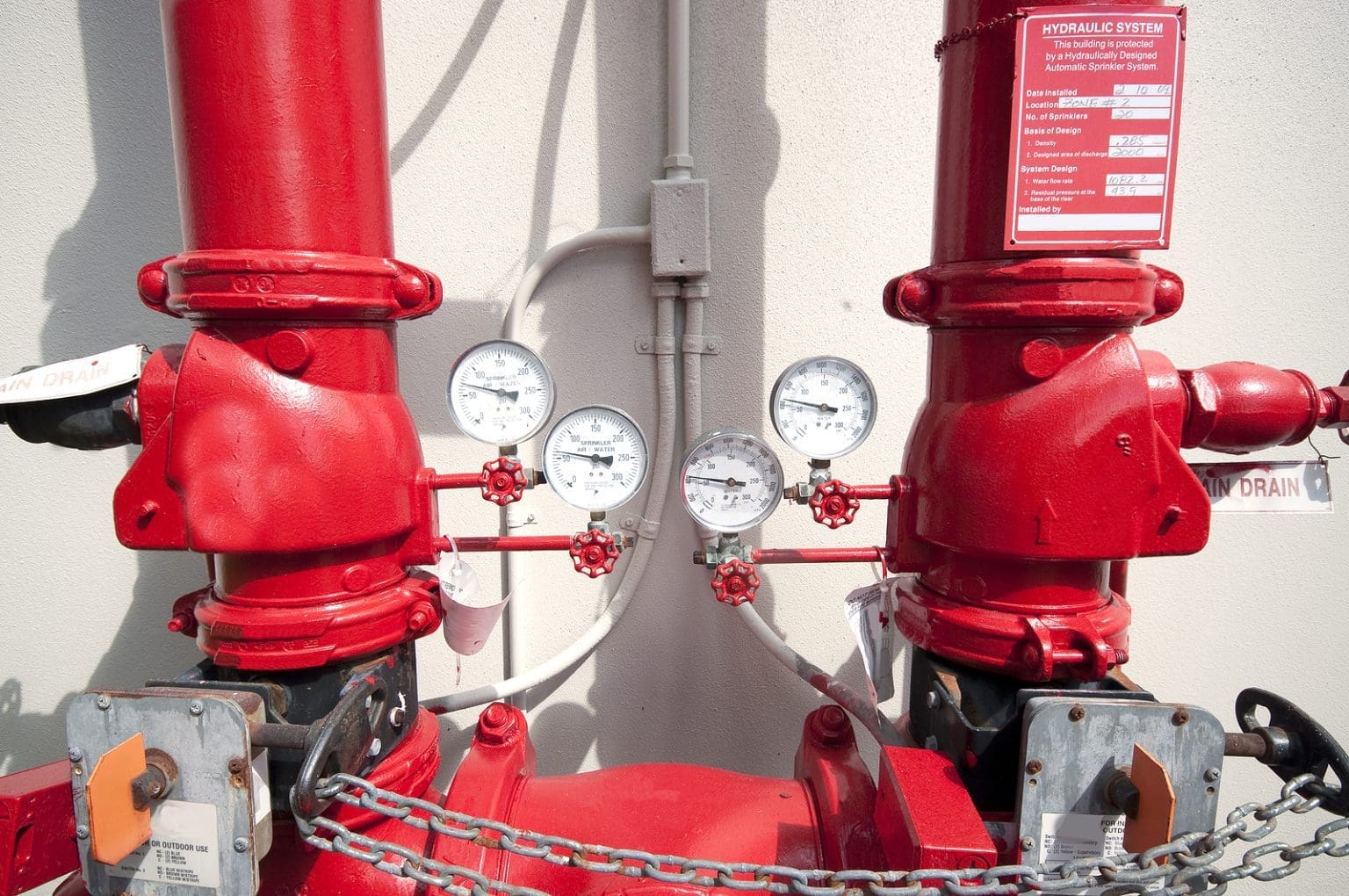 Photo of a Fire Sprinkler System pipe work